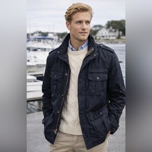 Lands’ End Navy Utility Field Jacket – Size M (38–40) Classic